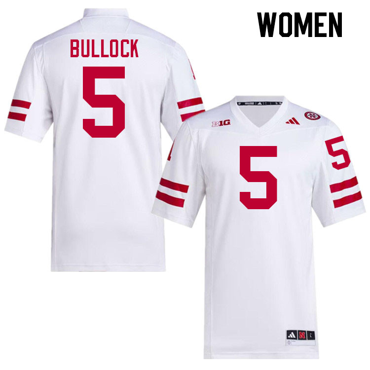 Women #5 John Bullock Nebraska Cornhuskers College Football Jerseys Stitched Sale-White